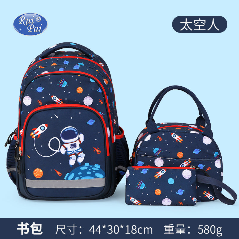 new primary school students print children's backpack schoolbag burden three-piece schoolbag wholesale