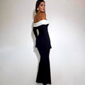 Exportfashion style winternew arrival women's fashioncontrast color one shoulder silmlong sleeves hip-covering mermaiddress women