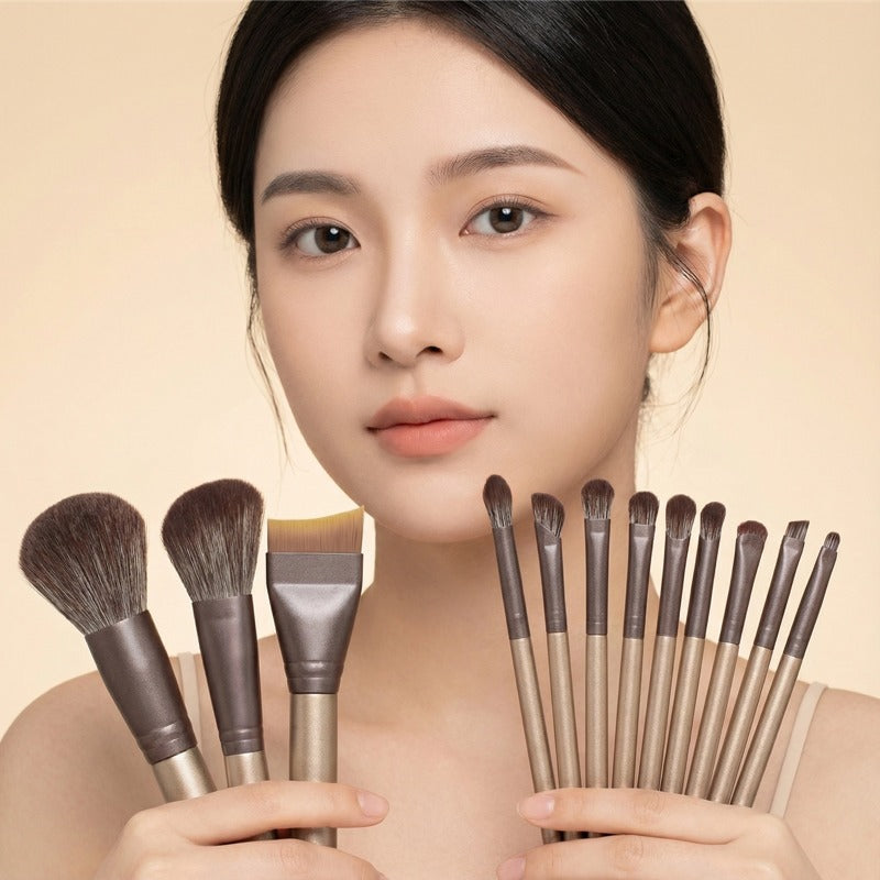12-piece cangzhou makeup brush set - beginner-friendly soft bristle powder brush, eyeshadow brush, complete brush set, beauty tools, blush brush
