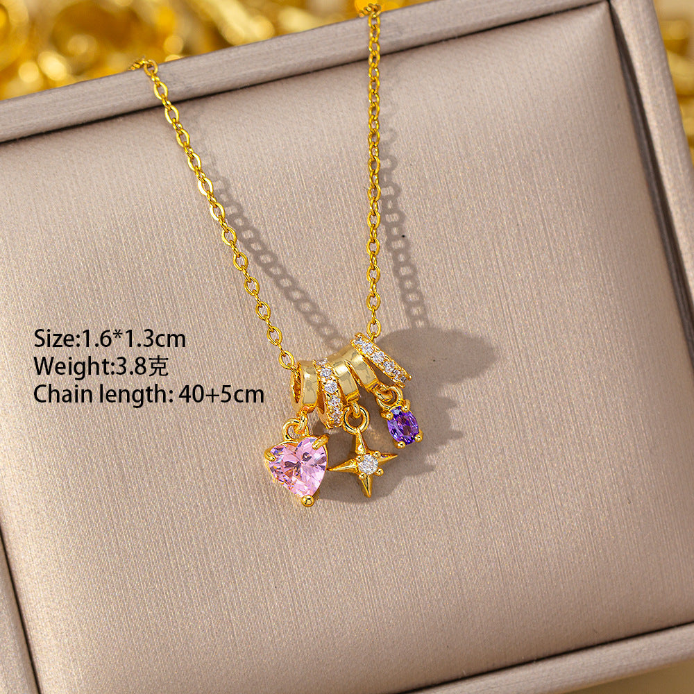 Stylisheasiest for matchbest selling copper inlaid zirconium tassel necklace accessible luxuryniche style women's fashionelegant non-fading clavicle chain jewelry