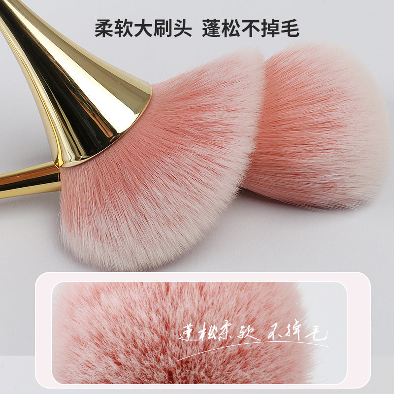 Su jilian golden electroplated small waist makeup brush large fluffy bristles single setting powder blush makeup brush