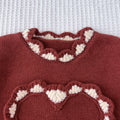 Girls' korean style sweater - new autumn/winter sweet 3d heart top - christmas baby girl round neck knitted long sleeve sweater