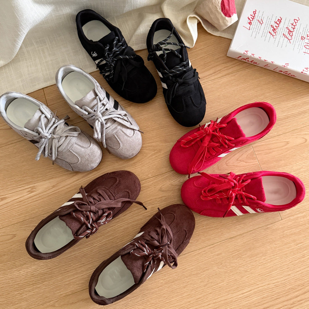 Suede flats german training shoes women's 2026 new arrivalautum women's shoes best selling easiest for match agan shoes sports casual sneakers
