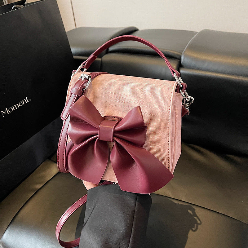 Foreign trade cute girl bow bag women's 2025 summer new versatile casual small square bag shoulder messenger bag