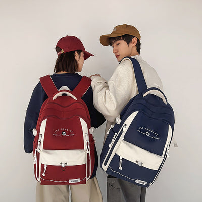2025 new forest-inspired, high-style, large-capacity, durable, color-blocked backpack for middle and high school students, college students, and travel