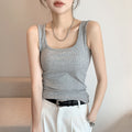 Tk carefully selected spring and summer new arrival wide shoulder vest women's silm large u-neck best selling bottom inner vest women's sleeveless