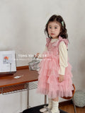 Girls' dress  autumn new arrival: ultra-fairy sequin embroidered children's tulle skirt two-piece princess dress - trendy style