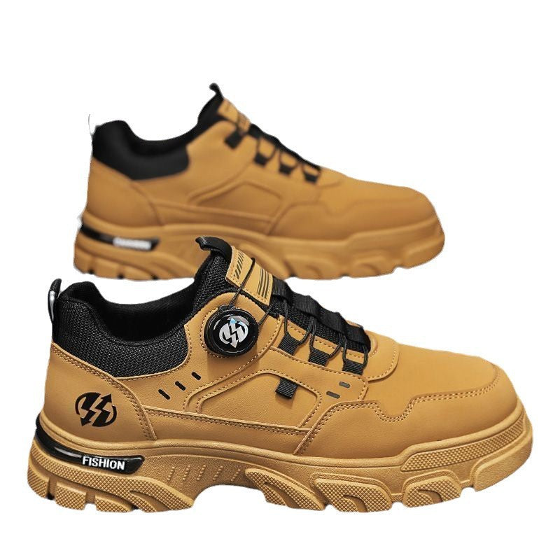 Men's 2025 spring new low-top slip-on swivel buckle athletic casual trendy shoes outdoor waterproof work shoes