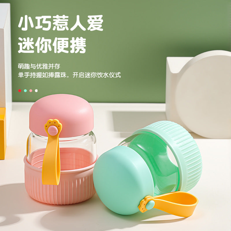 New portable mini tumbler with lid, 300ml glass cup - stylish and trendy coffee mug for women