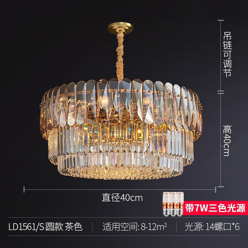 Light luxury crystal lamp creative living room chandelier post-modern simple atmosphere high-end villa Hong Kong-style restaurant bedroom lighting
