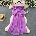 new european and american fashion heavy-duty 3d floral see-through mesh panel long sleeve cinched waist pleated dress for women