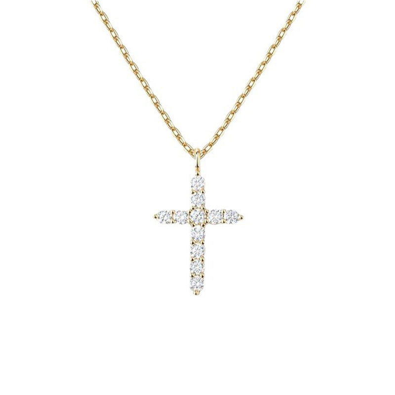 exclusive diamond-encrusted cross necklace jewelry for women, european and american high-end zircon clavicle chain