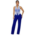 C7452 cross-border   fashion women's elegant printed top and pants two-piece set
