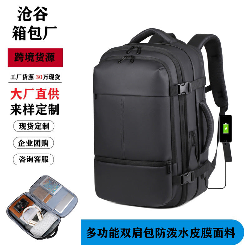 Business Backpack Large Capacity Cross-border Leather Film Tablet PC Backpack Multifunctional Folding Travel Backpack Men