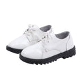 Kids' shiny leather dress shoes - unisex, british style, lace-up, black & white, soft sole, non-slip, perfect for school & performances