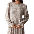 Amazon fashion cross-border export women's floral flare sleeve short dress - round neck high waist loose fit