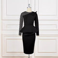 Am221017 designer cut piece patchwork dress beadinghigh waistslimming lookdress skirt