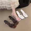 Women's slippers: new french-style high-heeled sandals for summer 2025 - wearable, single-strap, square-toe, open-toe slippers
