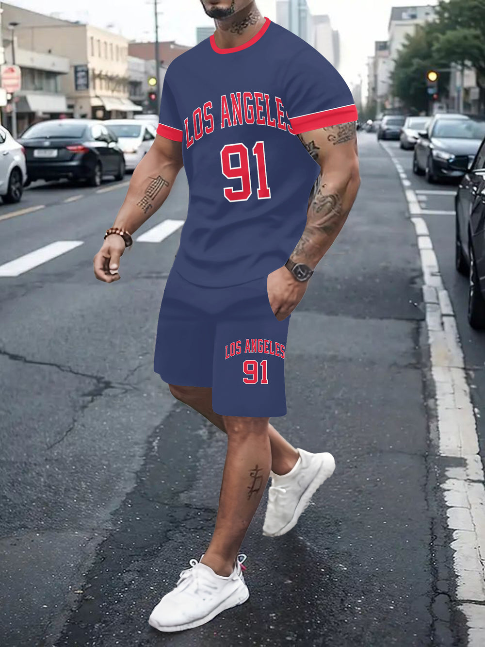 Men's casual sports set - short sleeve & shorts - summer hot seller - cross-border fashion - two-piece leisure outfit