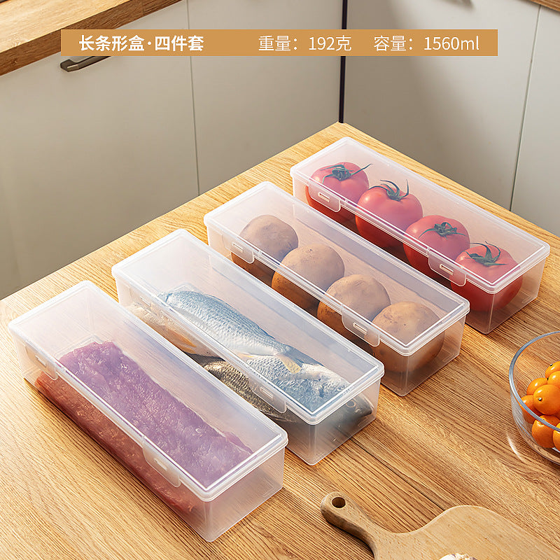 Kitchen food storage box with lid Food grade transparent sealed drain frozen fresh-keeping box Dumplings refrigerator storage box