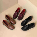 Comfortable leather shoes for middle-aged and elderly women - soft sole, flat, wear-resistant, waterproof, spring/autumn style - grandma shoes