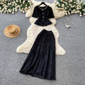 French romantic lace embroidery sequin two-piece set - women's summer commute slim-fit high-end elegant outfit