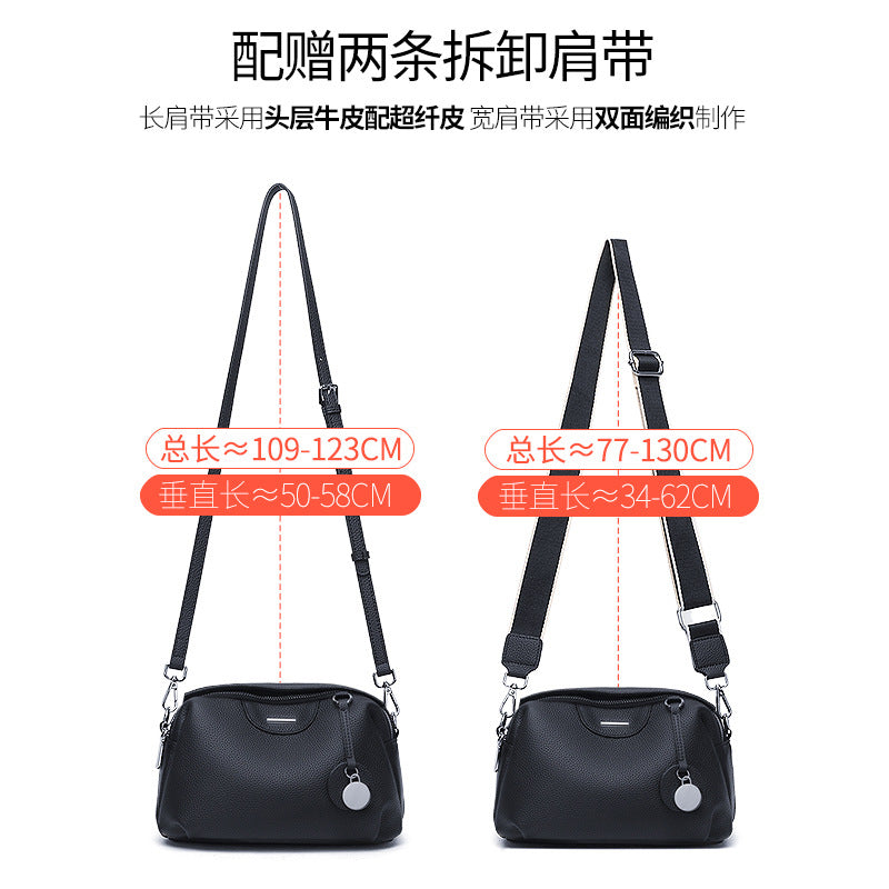 Genuine leather women's shoulder bag 2025 new trendy cowhide fashionable versatile mother bag large capacity simple messenger bag women