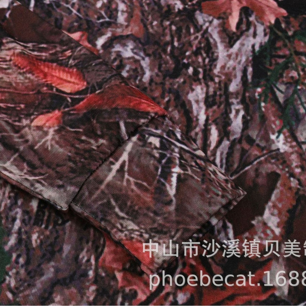 Long-sleeve t-shirt boy's set - spring/autumn crew neck outdoor sports jungle adventure bionic camouflage outfit - long pants & long-sleeve top