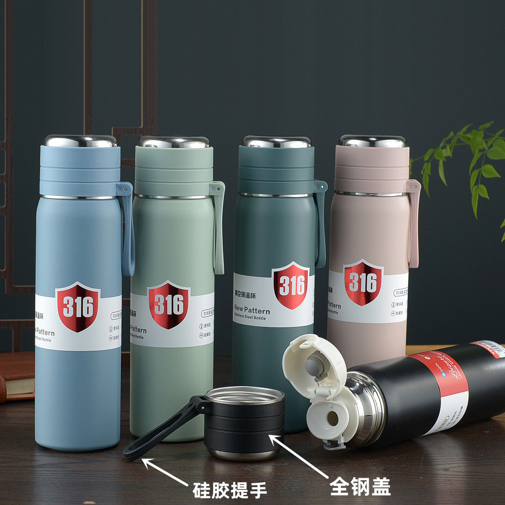 316 handle cup wholesale portable tea cup tea water separation large capacity car water cup full steel lid gift logo