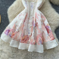 French vacation style sleeveless suspender floral dress female summer k-style high waistslimming look gentle sweetelegant short skirt