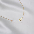 European and american style cross-border niche small and large diamond-encrusted cross necklace bracelet two-piece set clavicle chain for women titanium steel does not fade