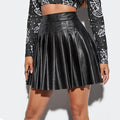 pu leather skirt for women, european and american plus size sexy mini pleated skirt, new  collection