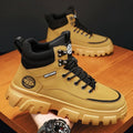 High-top men's shoes winter leather waterproofthick sole hidden heel british style rhubarb bootsmenhiking short boots