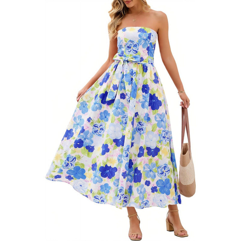Amazon fashion floral dress women's  summer new ruffle flowy beach vacation dress