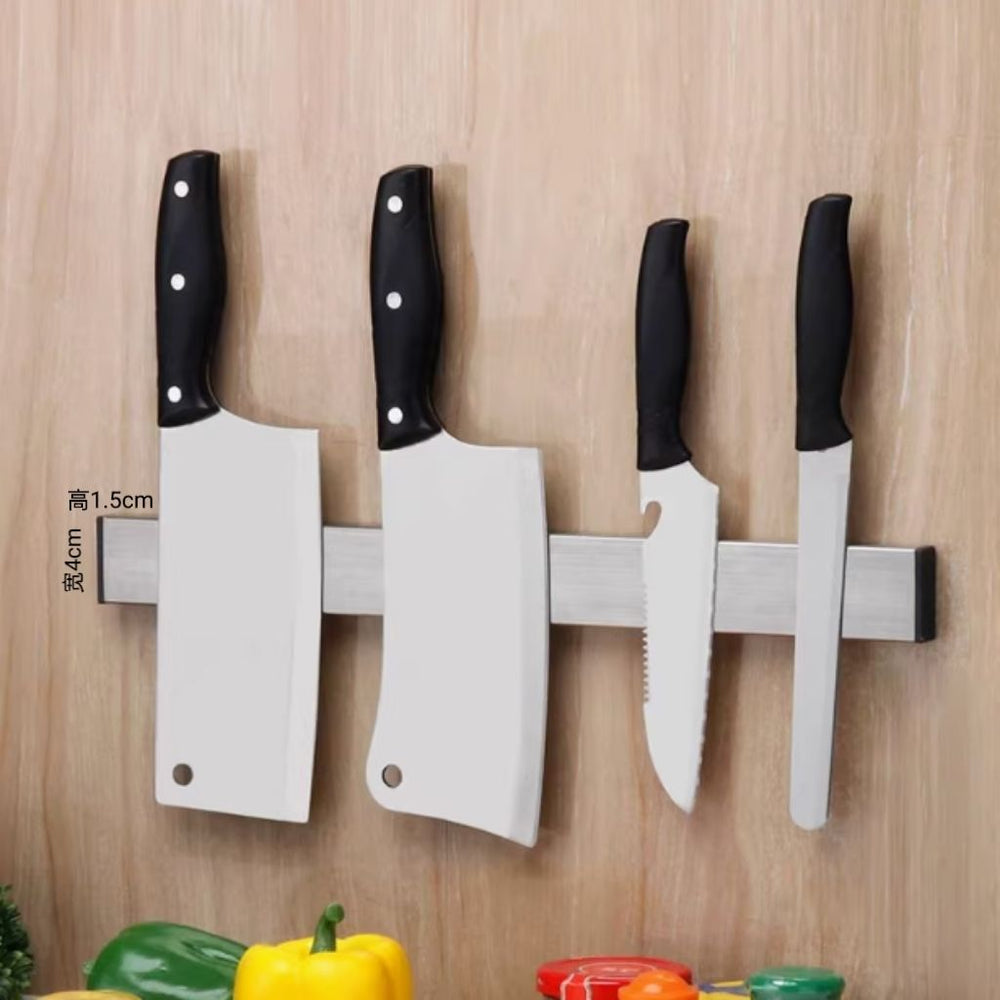 Stainless steel magnetic knife holder - no drilling required, magnetic knife rack, multifunctional kitchen wall mount, minimalist style