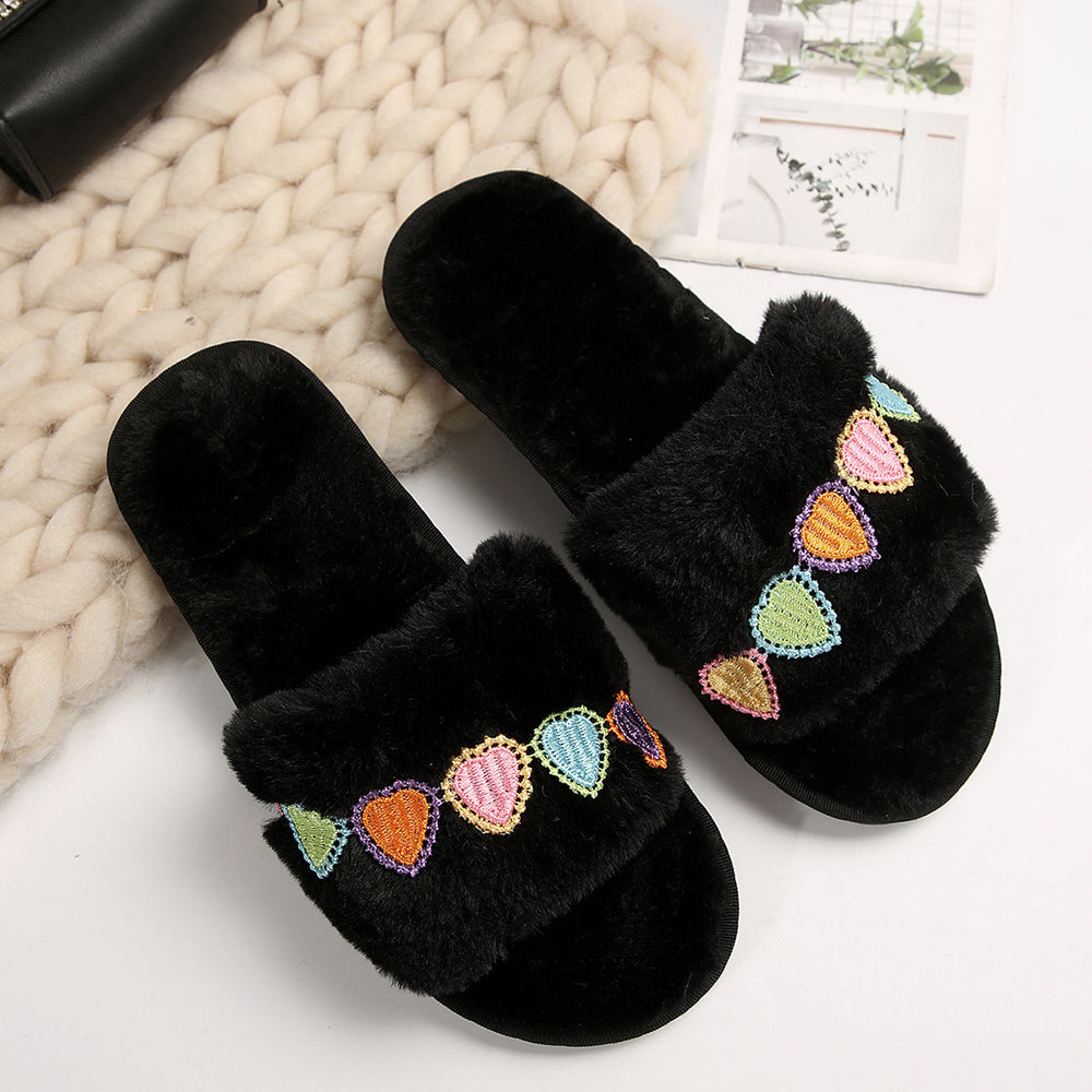 amazon plus size winter slippers plush open toe floor cotton slippers indoor home warm fuzzy slippers