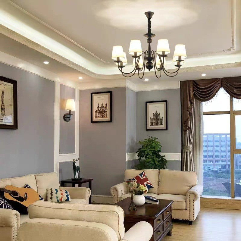 Vintage American Country Chandelier Living Room Pastoral Master Bedroom Bauhaus Nordic Simple Restaurant Fabric Home Lighting