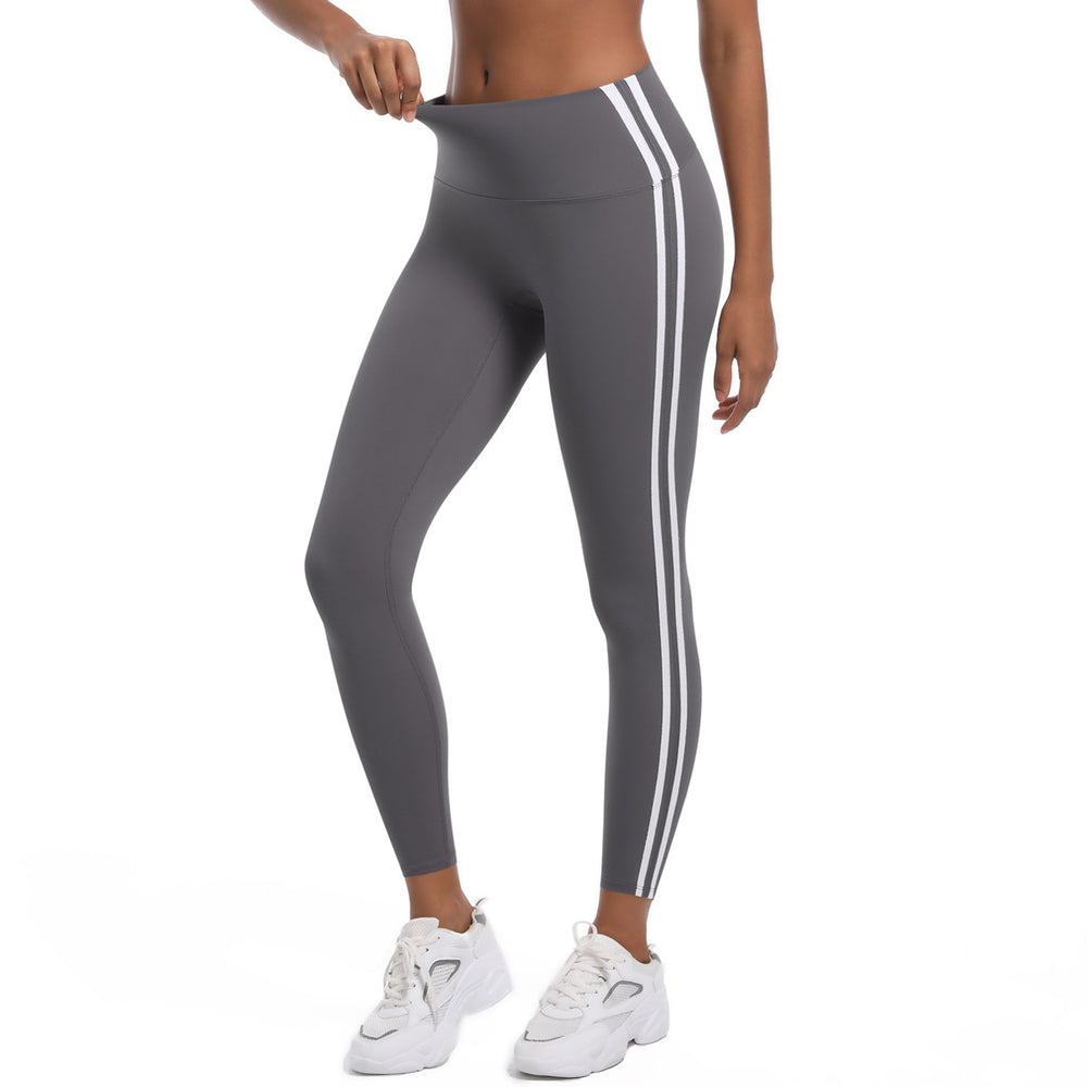 new arrivalstripes fitness tight high waist peach butt lift hot pants contrast color breathable sports running yoga pants women