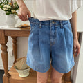 Amazon  hot selling denim shorts women's summer ins trendy straight leg cropped shorts washed fashion denim shorts