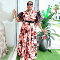new african plus size women's printed dress - in stock -  &  - bubble sleeve maxi dress