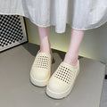 Summer new thick soleplatform shoes non-slip cut out breathable half slippers women's sandals pure color cut outoutwear toe shoes
