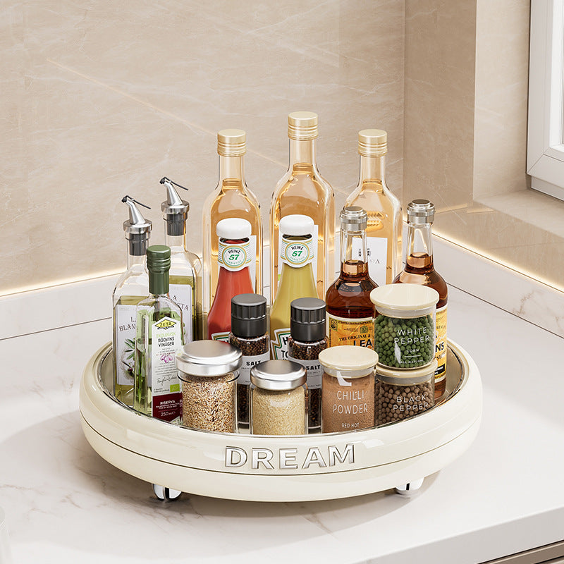Rotatable seasoning storage tray Multifunctional seasoning rack Household seasoning storage box Kitchen storage finishing rack
