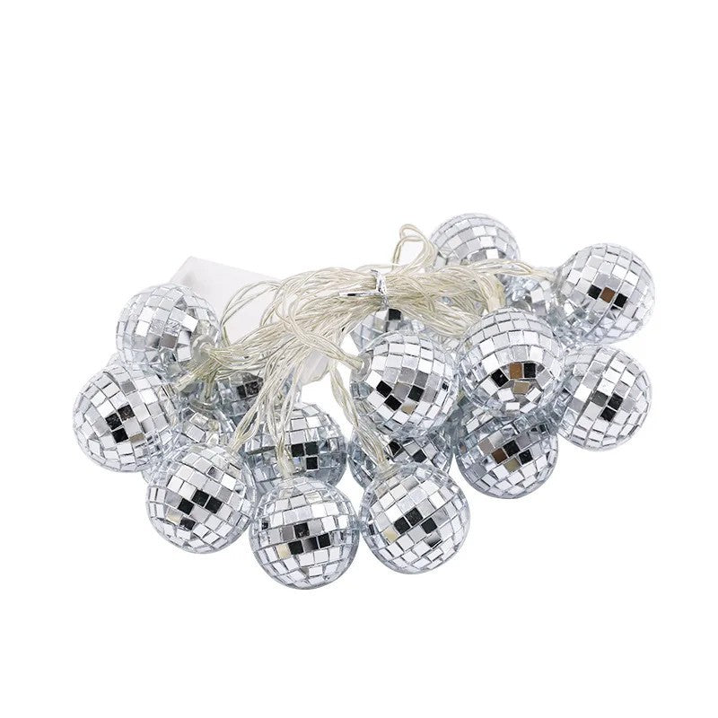 Mirror ball light string led disco ball color light flash light string glass piece Christmas decorative light European and American string light wholesale