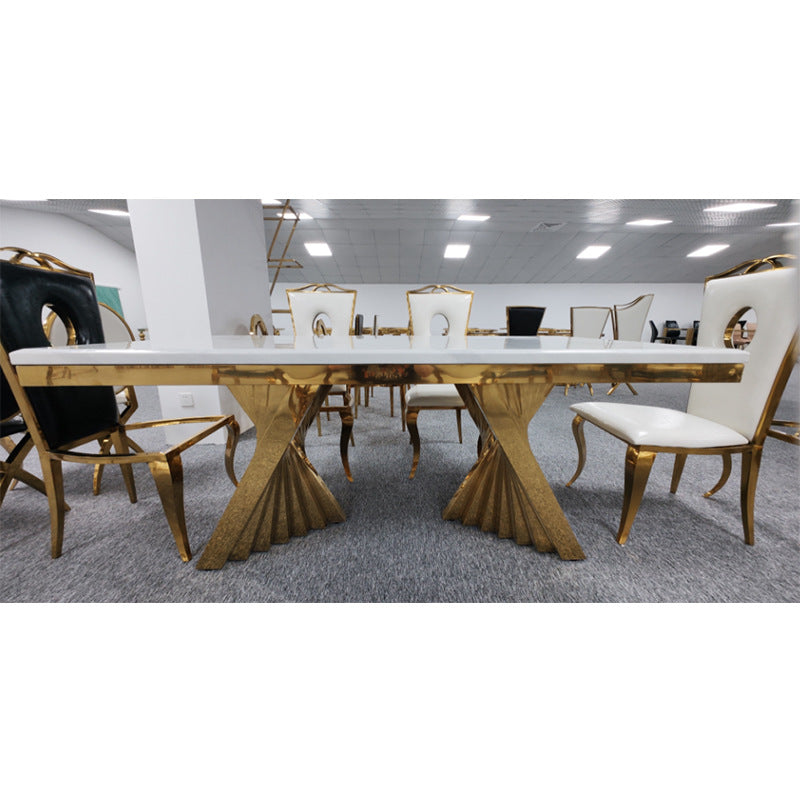 Marble dining table - modern luxury, high-end restaurant style - rectangular marble table