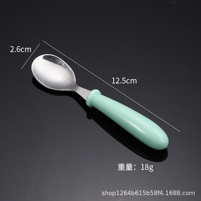 Cross-border 304 stainless steel children's tableware spoon fork box three-piece set baby feeding tableware mother and baby gifts