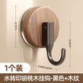Walnut wood grain suction cup hooks - no drilling, heavy duty, over-the-door organizer for backpacks, hats, bathroom storage