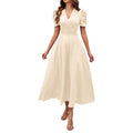spring/summer cross-border  women's fashion high-waisted solid color slim-fit short-sleeve dress