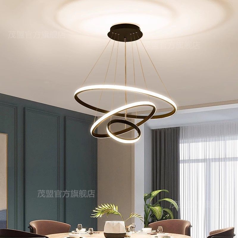 Internet celebrity LED ring chandelier bedroom restaurant light simple modern creative personality Nordic bar dining room lighting