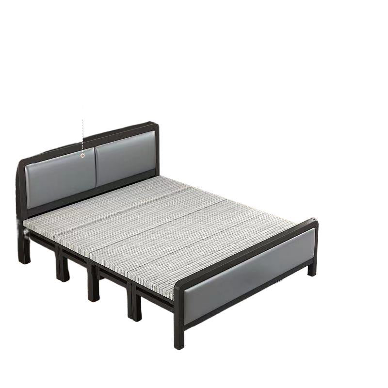 Four-fold foldable bed single bedfor homesimple office lunch break double rental house adult iron bed