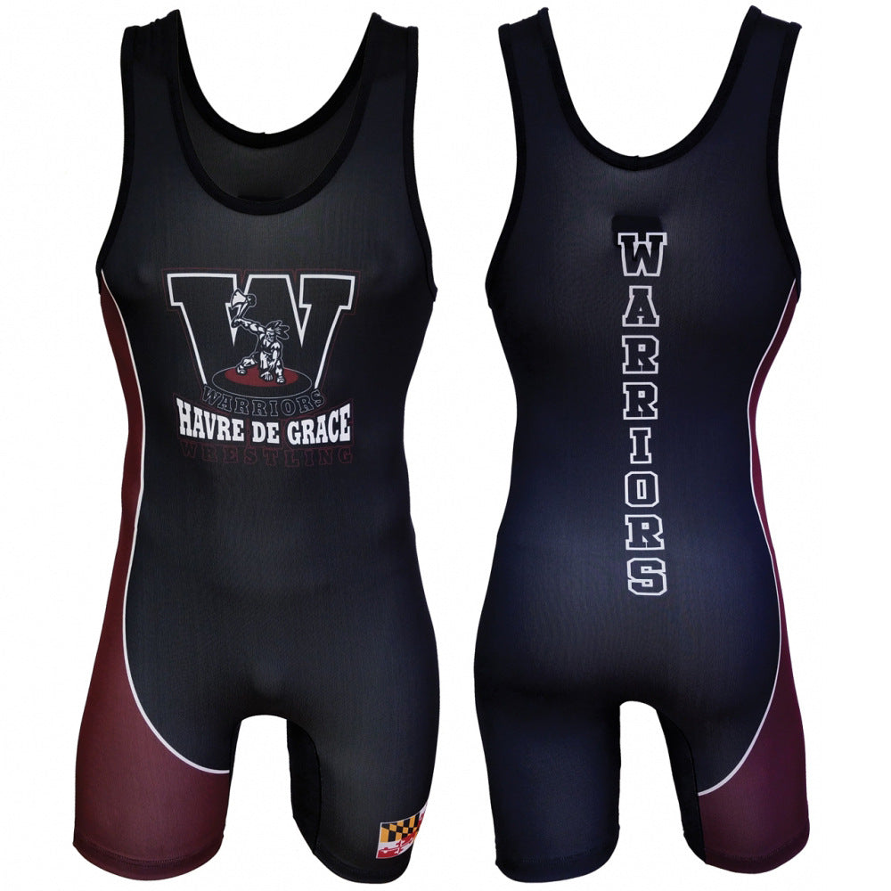 Sublimation full body print men's one-piece wrestling suit custom match weightlifting suit men's and women's free wrestling one-piece vest